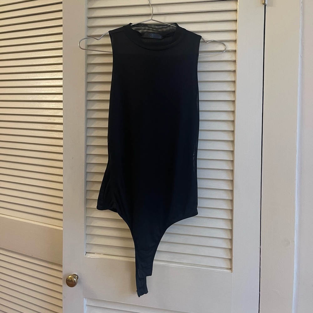 Black mock neck bodysuit